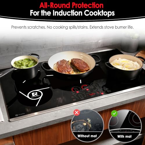 Induction Cooktop Protector Mats (5-Pack) Silicone Hob Covers, Black