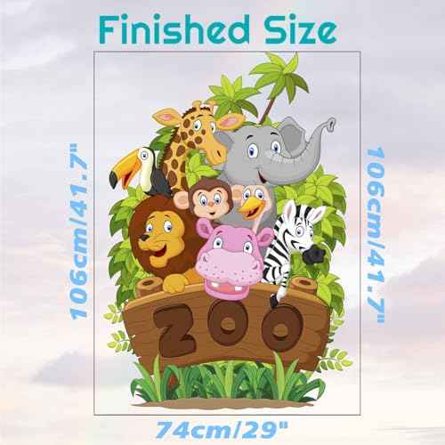 Forest Animals Wall Decals Jungle Zoo Animals Wall Stickers for Kids Room, Lovely Giraffe Elaphant Lion Decor Posters Adorable Zebra Monkey Hippo Art Murals for Nursery Classroom Playroom