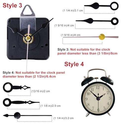 Silent Quartz Clock Mechanism Kit with Short Hands for DIY Repair - EMOON 3-Piece Set