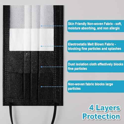 Individually Wrapped 4-Layer Filter Disposable Face Mask Single Use Dust Safety Face Mask Flat Earloop Latex-Free 50pcs