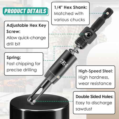 3 Pcs CC2430 Self Centering Drill Bit Set 3/32", 7/64", 1/8" - VIX Bit for Bosch Clic-Change 1/4" Hex Shank Drill - Self Centering Hinge Drill Bit #6 8 10 Screws
