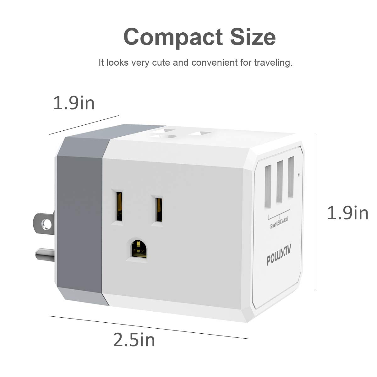 3-Outlet USB Wall Charger and Extender with 3-Way Splitter, ETL Listed - for Home, Office, Cruise Ship