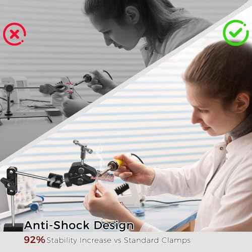 Helping Hands Soldering Clamp with 16" Flexible Arm, 360¡Æ Rotating Bracket- Adjustable Clamps for Hold Hot Air Guns, PCB, Welding, DIY, Repairs, and Craft Projects