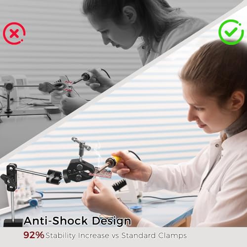 Helping Hands Soldering Clamp with 16" Flexible Arm, 360¡Æ Rotating Bracket- Adjustable Clamps for Hold Hot Air Guns, PCB, Welding, DIY, Repairs, and Craft Projects