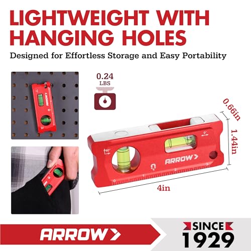 ARROW 4-Inch Torpedo Level - Magnetic Pocket Leveler Tool (4 inch)