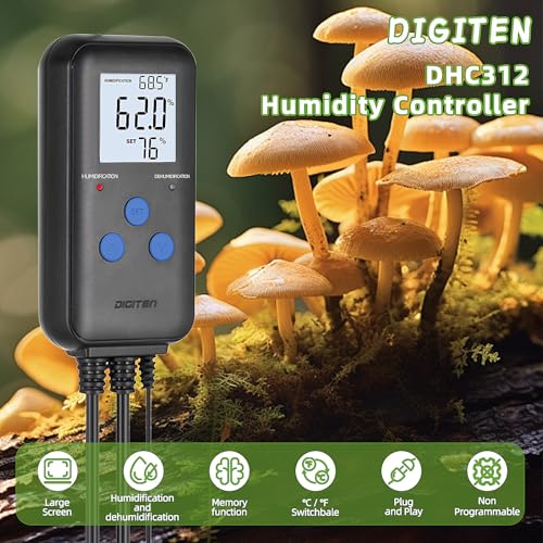 DIGITEN Humidity Controller with Temperature Display for Reptile Habitats and Mushrooms