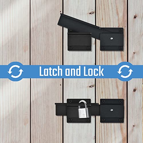Black 7-Inch Outdoor Gate Latch Lock with Padlock Hole for Wooden Fence - Steinwhale