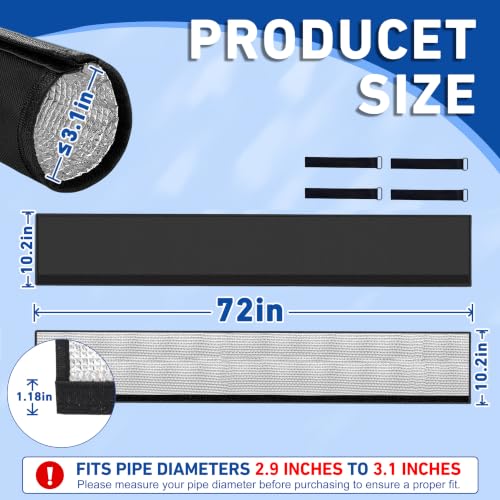 COVERTIFY 5-Layer Waterproof Copper AC Pipe Insulation Cover, 600D Oxford, 72in x 10.2in