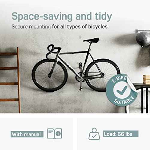 Borgen Bike Wall Mount Pedal Hook for E-Bikes, MTB & Road - Bicycle Wall Mount with Support Brackets and Wall Protection Pads, Suitable as Bike Rack Garage Bike Storage Shed and Bicycle Storage Indoor