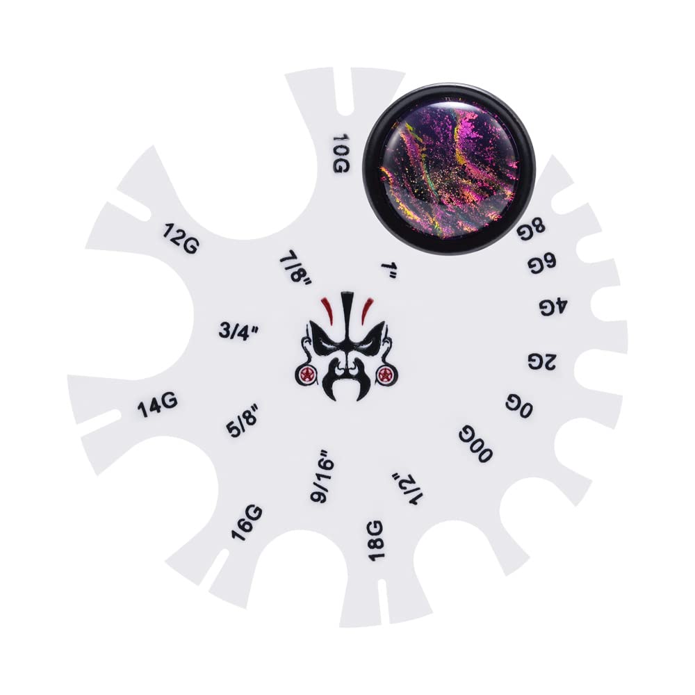 COOEAR Acrylic Piercing Gauge Measurement Wheel 18G-1 Inch.