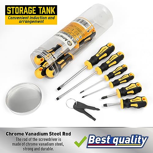 Amartisan 10-Piece Magnetic Screwdrivers Set with Ergonomic Handles - Yellow Variation