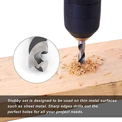 6Pcs Brad Point Drill Bits Stubby Drill Bit Set for Wood |Spiral Twist Bit 1/4" Quick Change Hex Shank | 4241 High Speed Steel | for Quick Change Chucks and Drives