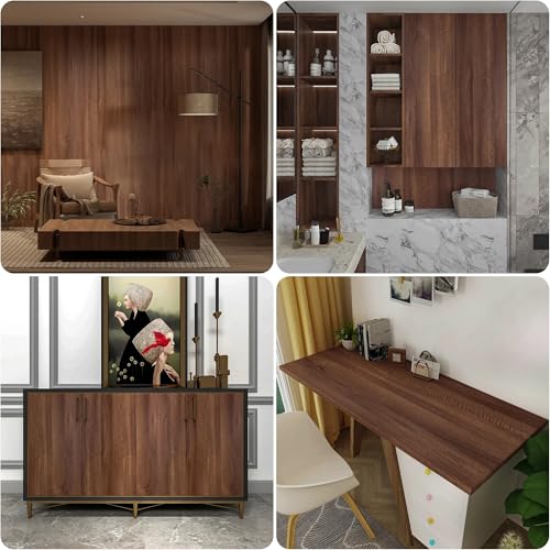 HOLOMEY Walnut Wood Contact Paper 16x78 Inch Peel & Stick Waterproof Vinyl for Cabinets & Countertops