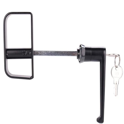 HauSun Shed Door Handle Lock Kit 4-1/2" L Handle with 2 Keys and 2 Screws, 4-1/2" Stem for Shed, Gate, Barn, Garage, Playhouse, Chicken Coop Door Lock and More, Black (L Handle)