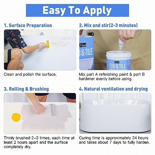 DWIL White Tile & Tub Refinishing Kit Water-Based Semi-Gloss Paint 16.5oz