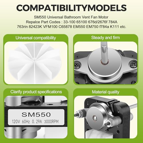 PandEELS 2 Pack Universal Bathroom Fan Motor Replacement for Nu-Tone B-roan Exhaust Fan