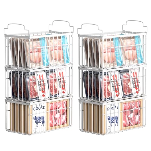 MSERCUOR White 6-Pack Deep Freezer Organizer Bins for 5/7 Cu Ft Chest Freezers