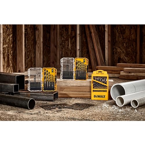 DEWALT 14-Piece Drill Bit Set with 3-Flats Shank, 135° Split Point for Wood, Metal, Plastic — Pack of 1