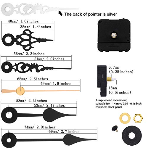Hicarer Quartz Clock Movement Kit with Short Hands - Shaft Length 3/5 inch Replacement Parts