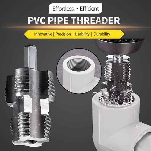 Electric Drill Compatible PVC Pipe Threader Kit with Various Die Sizes, PVC Thread Maker Tool for Electric Drill, 1/2" 3/4" Tool, Plastic Pipe Threader Kit, Rethreading Tool for Water Pipes (Internal)
