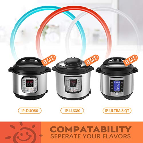 Newkiton 8 Quart Instant Pot Sealing Ring Replacement Kit, 3-Color Silicone Gasket Set