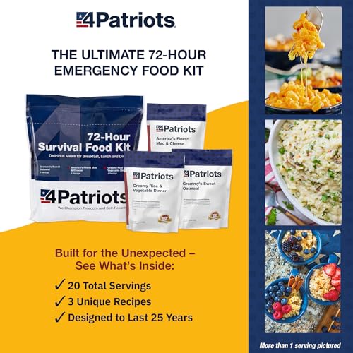 4Patriots 72-Hour Emergency Survival Food Kit - Lasts 25 Years, 20 Servings
