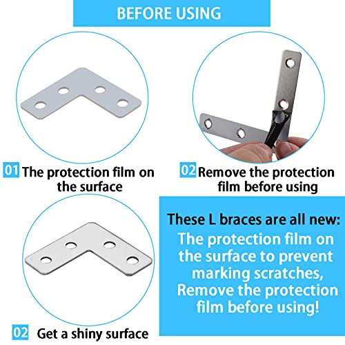 20pcs Flat Corner Brace 1.57x1.57 inch Heavy Duty L Brackets for Furniture Shelves