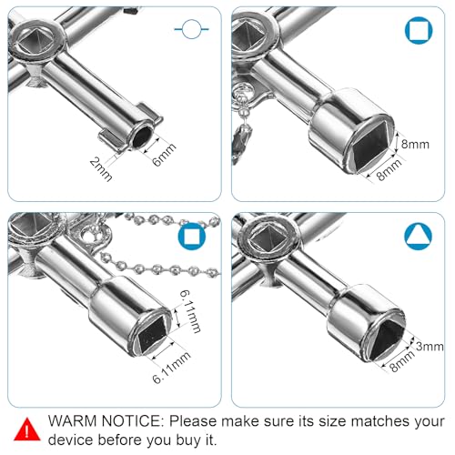 4 Way Water Key with Slotted and Phillips Screwdrivers, Steel Utility Key Faucet Wrench Multi-functional Water Key Sillcock Wrench for Valve Faucet Spigots