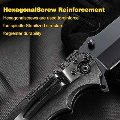Pocket Knife with Serrated Clip Blade, Folding Pocket Knife for Outdoor Tactical Survival and EDC, Survival Knife Liner-Lock Belt Clip, Hunting, Camping, Broken Glass, Unique Gifts for Friends