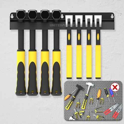 UNITEDPOWER Hammer Holder, Wall Mount Storage Rack Organizer for Workshop, Shed, Garage, Home, Fit Most of Hammer or Small Tools