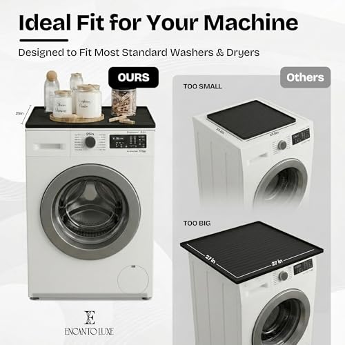 Encanto Luxe 2PC 25x25 Dark Grey Washer & Dryer Topper Protector Mat