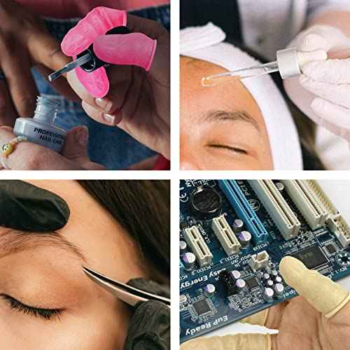 200 Pcs Finger Cots, Disposable Finger Protectors, Latex Anti-Static Finger Tip Rubber Protect Keeping Dressing Dry and Clean (Medium, Pink)