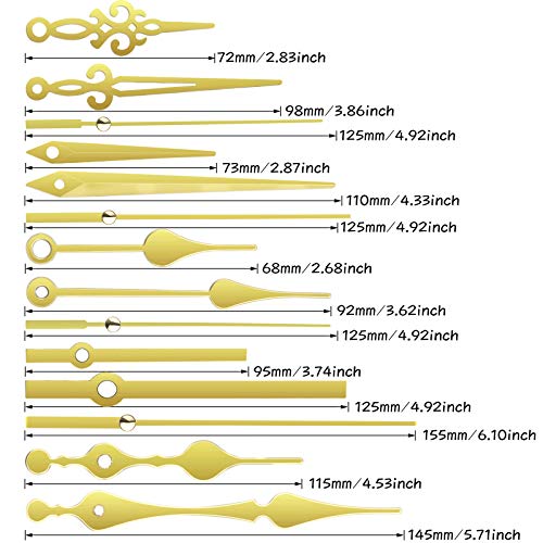 Mudder Gold 2 Pcs Clock Replacement Mechanism with 5 Pairs of Hands - DIY Repair Kit