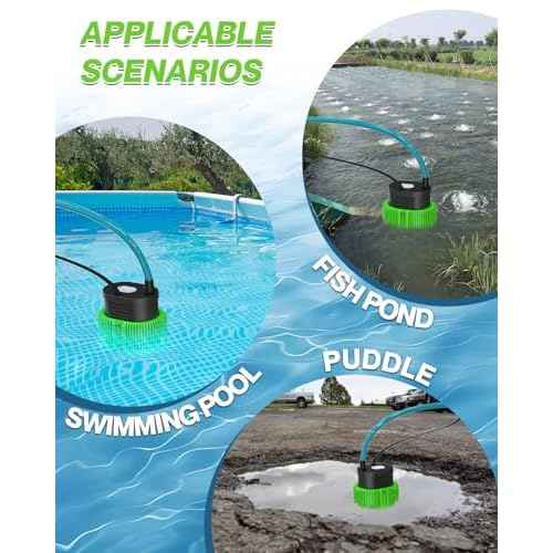 Pool Cover Pump above Ground - Submersible Water Sump Pump Swimming Water Removal Pumps, with Drainage Hose & 25 Feet Extra Long Power Cord, 850 GPH inGround, 3 Adapters