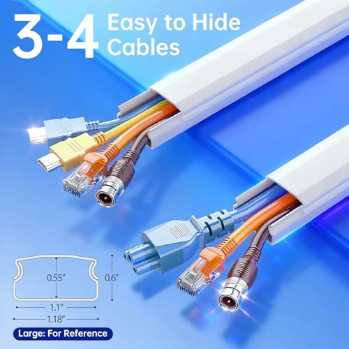 Delamu Wall Cord Hider Kit for 3-4 Wires, 6 Pack 1.18x0.67in, White