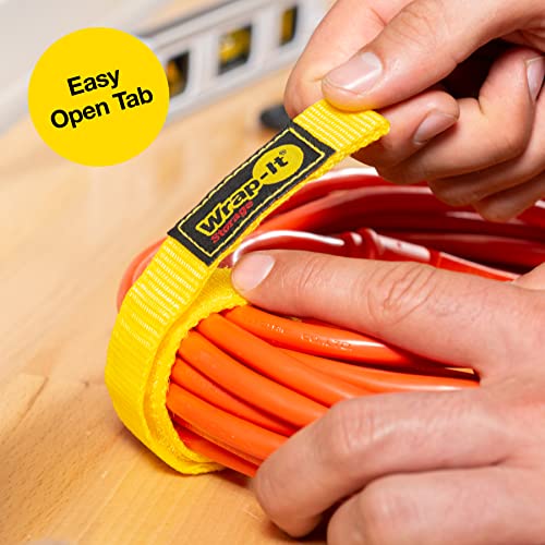Yellow 12-Inch Extension Cord Holder Straps 12 Pack for RV, Boat & Garage Organization