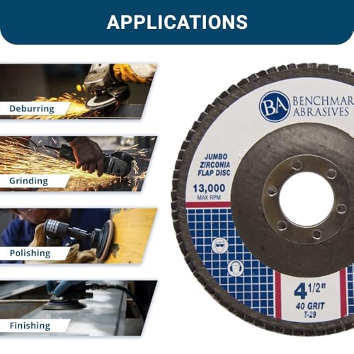 Benchmark Abrasives 4.5" Zirconia Type 29 Flap Discs 40 Grit — 10 Pack
