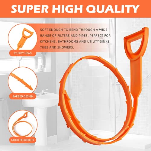 5 Pack 25 Inch Drain Clog Remover Tools - Flexible Hair & Pipe Snake for Kitchen, Bathroom & Sewer Cleaning