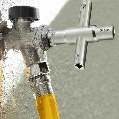 4-Way Sillcock Key Wrench, 1/4", 9/32", 5/16", 11/32", Fits Most Sillcock, Stopcock, Water Spigots, Wall-hydrant, Control Cabinet and Valves