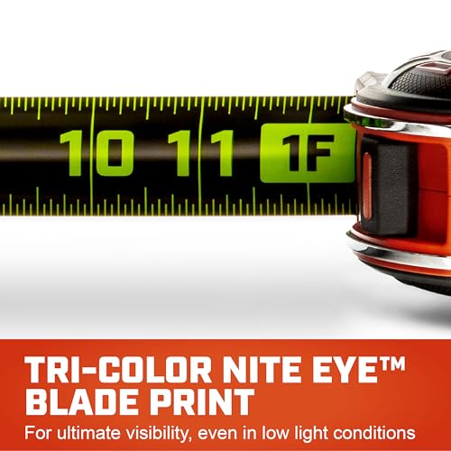 Crescent Lufkin 25' SHOCKFORCE NITE EYE Magnetic Tape SAE / 25' - Drop Tested for Tough Jobsite Durability