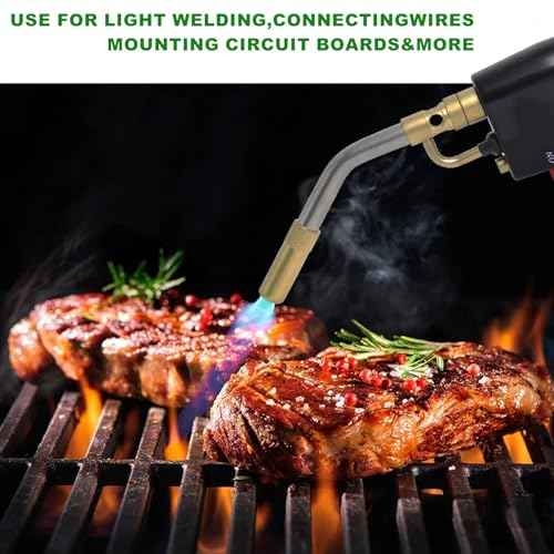 TS4000 Trigger-Start Torch Head,MAPP/Propane Gas Torch Kit with Push Button Start - Angled Burner Handheld Torch for Light Welding, Soldering, Brazing, Heating, Thawing and More