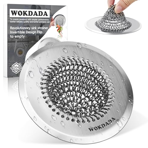 Wokdada Reversible Stainless Steel Kitchen Sink Drain Strainer - Silver