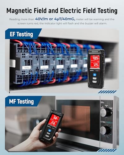 ERICKHILL Blue EMF Meter - Handheld Digital Electromagnetic Field Detector with LCD & Sound Alarm