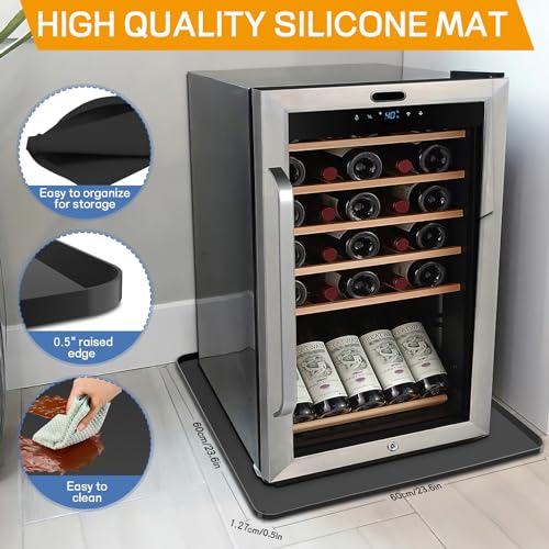 ieesspd Mini Fridge Mat 24x24x0.5 Black, Leak-Proof Drip Tray for Fridge & Washer