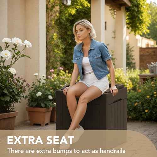 Devoko 30 Gallon Resin Deck Box Waterproof Outdoor Storage Box for Patio Furniture Pool Accessories Indoor Storage for Cushion Garden Tools (30 Gallon, Black)