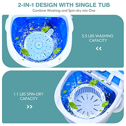 Giantex Portable Mini Washing Machine 5.5Lbs Capacity - Compact Laundry Washer & Spinner