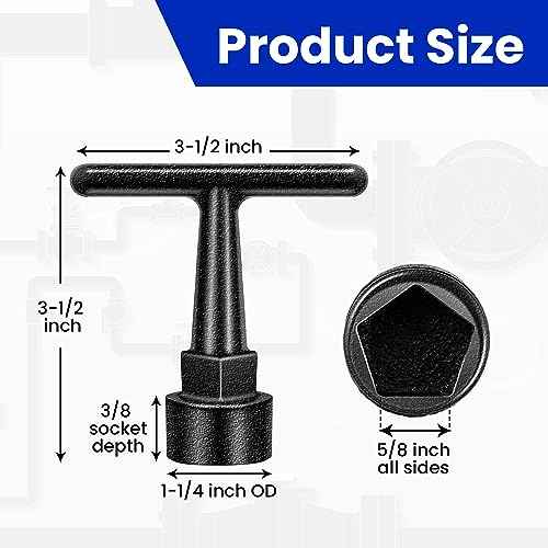 Enhon Curb Box Wrench for Pentagon Curb Boxes, Water Meter Wrench for Penta Socket, T Handle Penta Tool, Water Valve Shut Off Tool (1 Pack,Black)