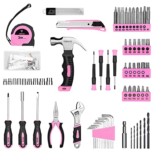 Pink Cordless Drill Set with 126 Pieces - 8V Power Hand Tool Kit for Women