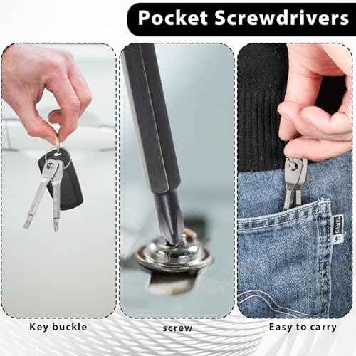 8 Pieces Chain Flathead Screwdriver Set Pocket Keychain Screwdrivers Tools Set Outdoor Tool Gadgets Kit Travel Mini Screwdriver Repairing Tool with Keyring Key for Dad Gift Electrician DIY