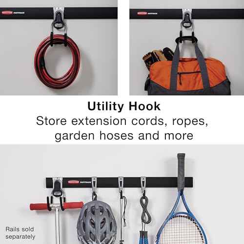 Rubbermaid FastTrack Utility Hook Garage Wall/Tool Hanger Wall Mount and Heavy Duty Tool Hanger for Home/Garage/Wall/Shed Organization
